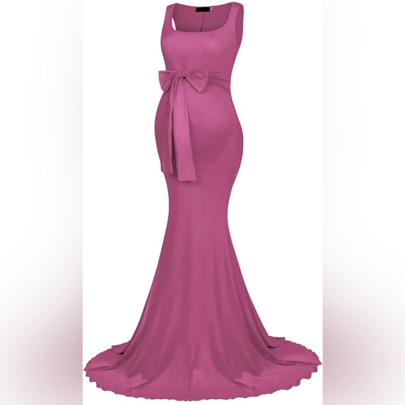 197. SMALL VIVINEW (HOT PINK) Maternity Dress Sleeveless Tie Waist Elegant Fitt - Picture 2 of 9